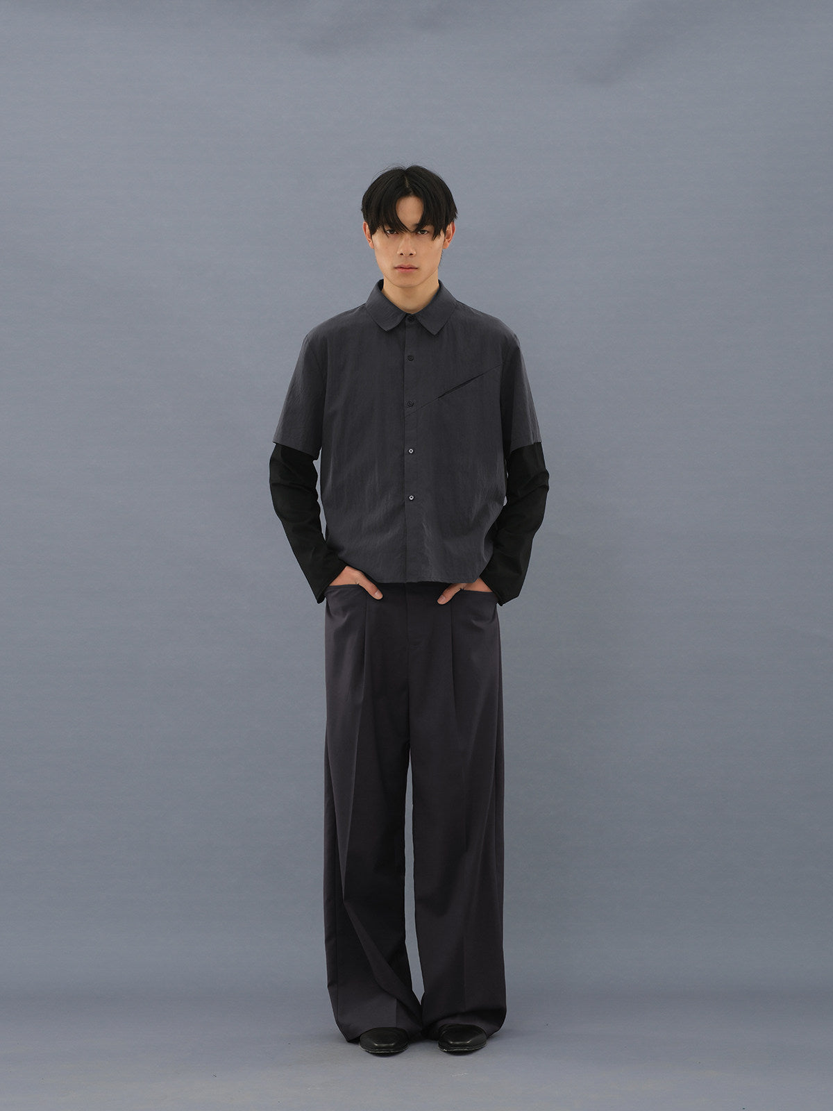 Tencel blend short-sleeved shirt