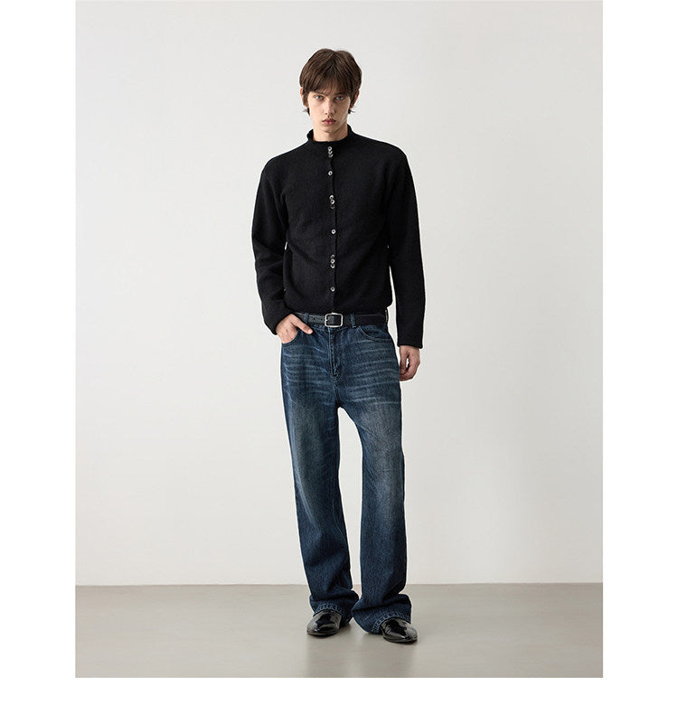 Mid-Turtleneck Thickened Cardigan