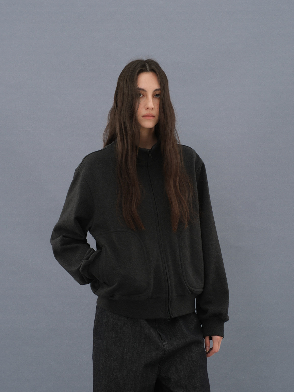 Fitted sweatshirt jacket