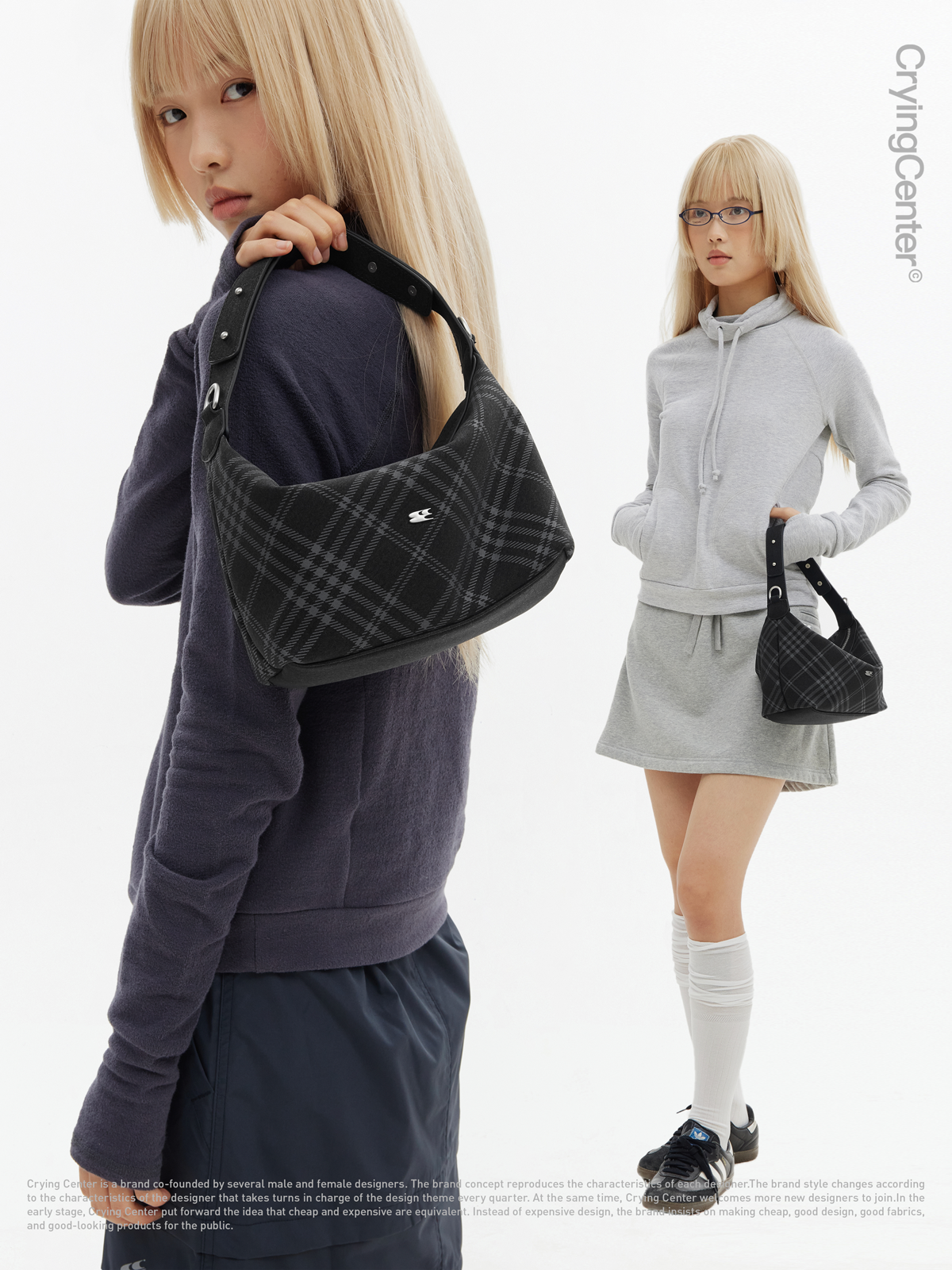 Felt Check Hand Bag