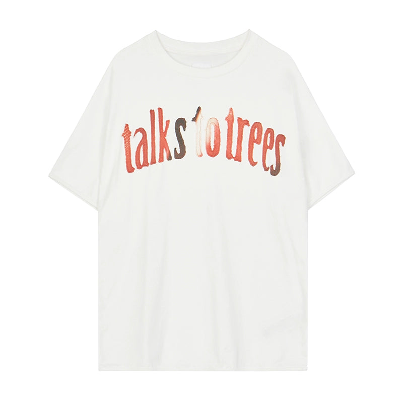 talks to trees' embroidered short sleeve T-shirt