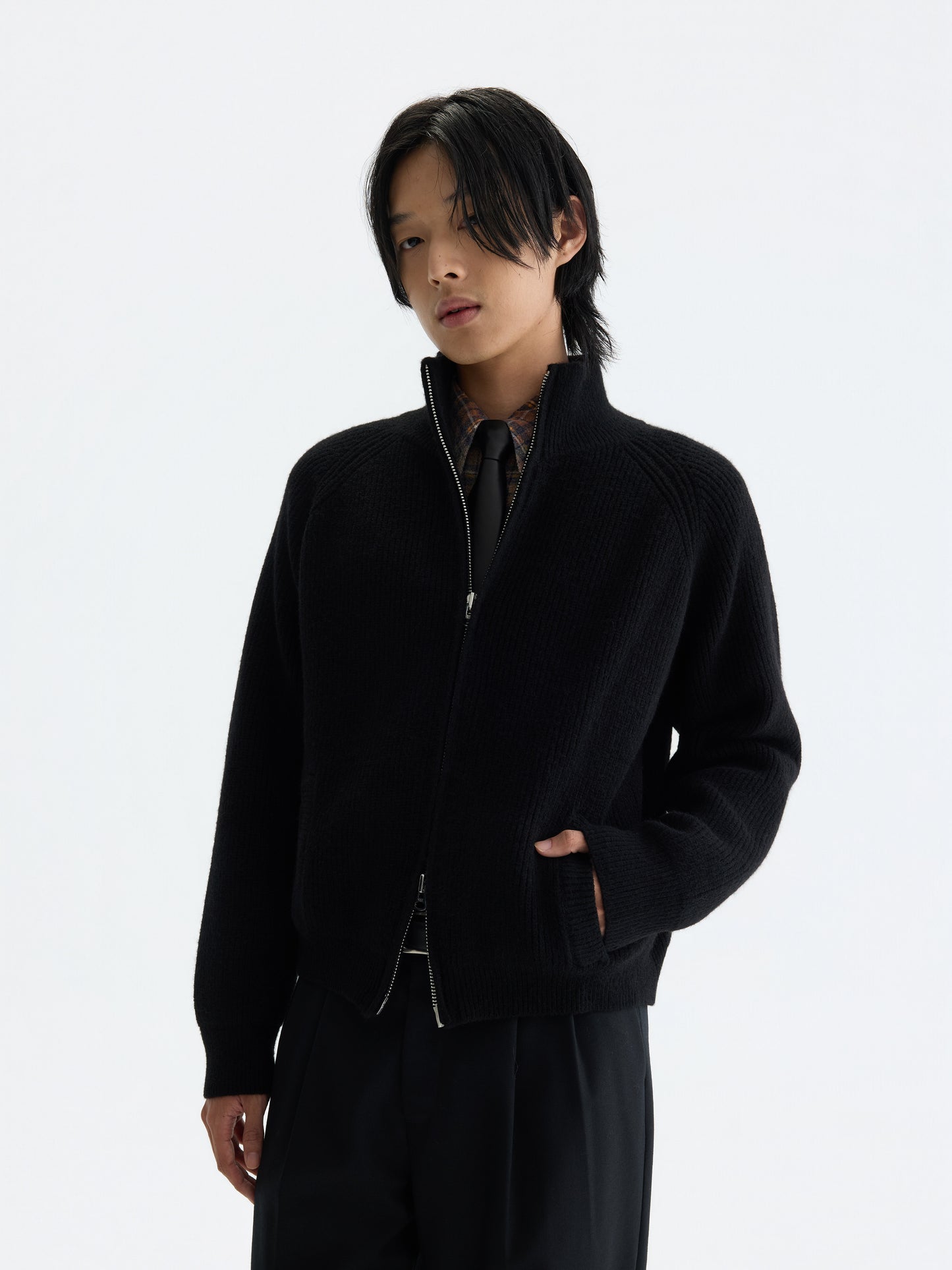 WOOL ZIP-UP CARDIGAN