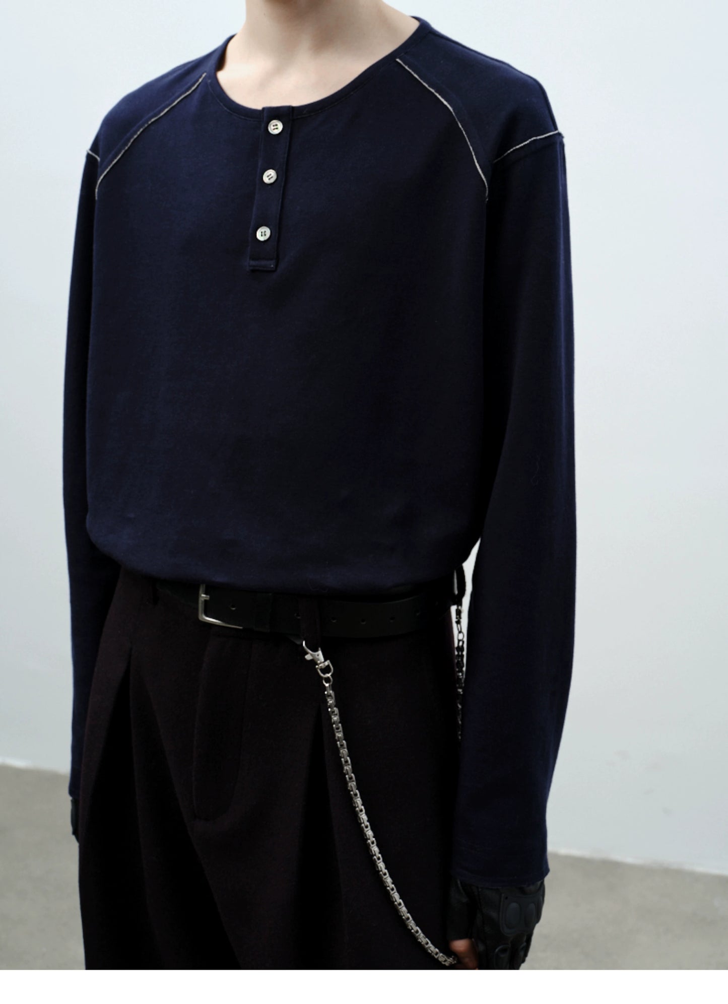 Vintage Crew Neck Two-tone Shirt