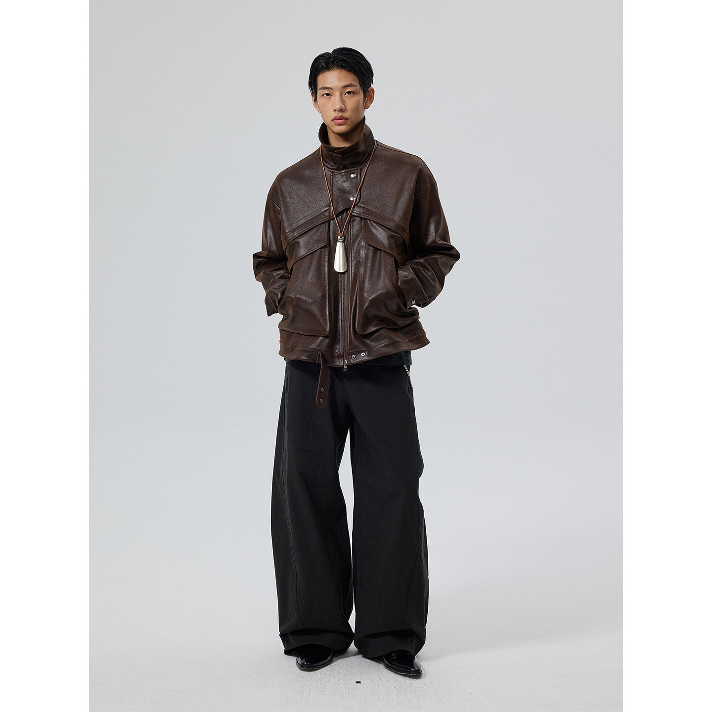 Heavy Texture Matte Gloss PU Leather Jacket