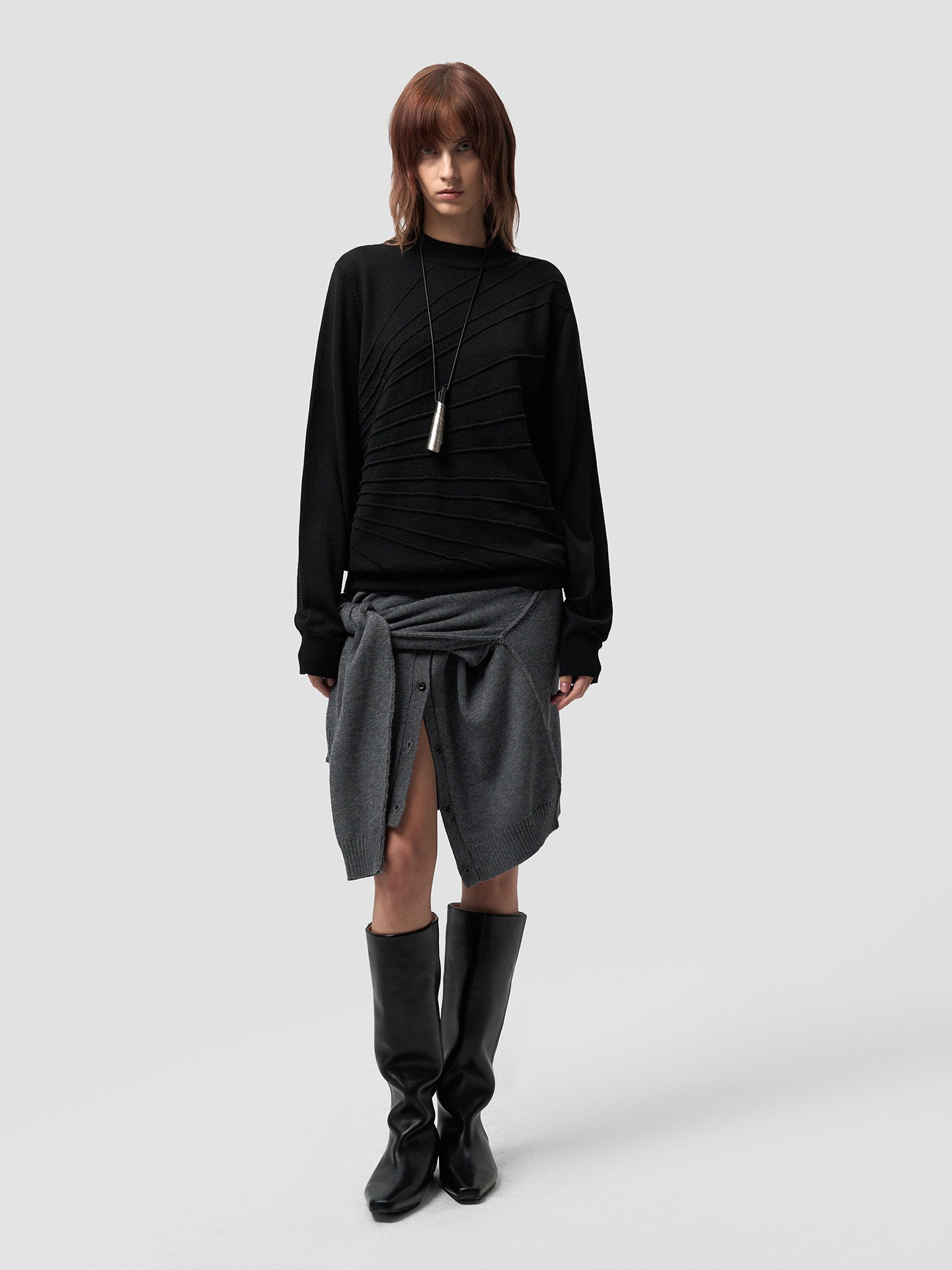 Sculpture jacquard long-sleeve T-shirt