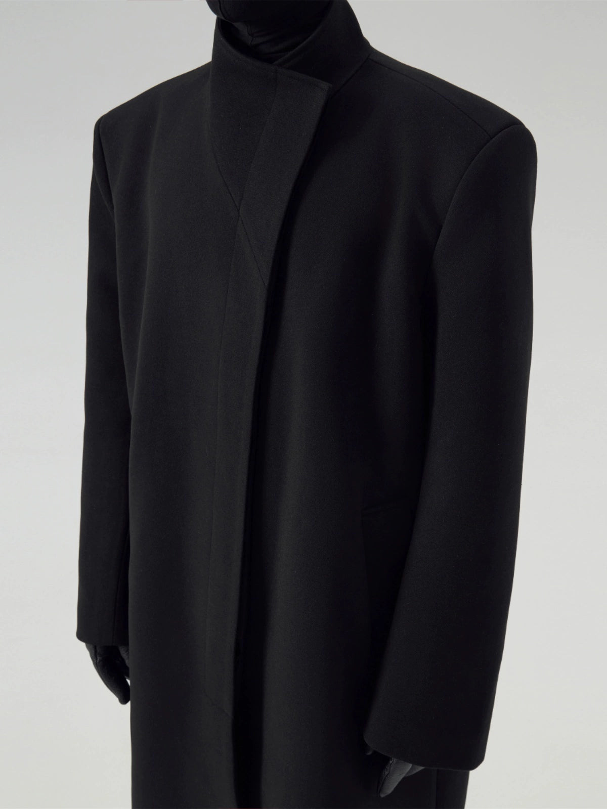 Tweed Padded Shoulder Loose Long Coat