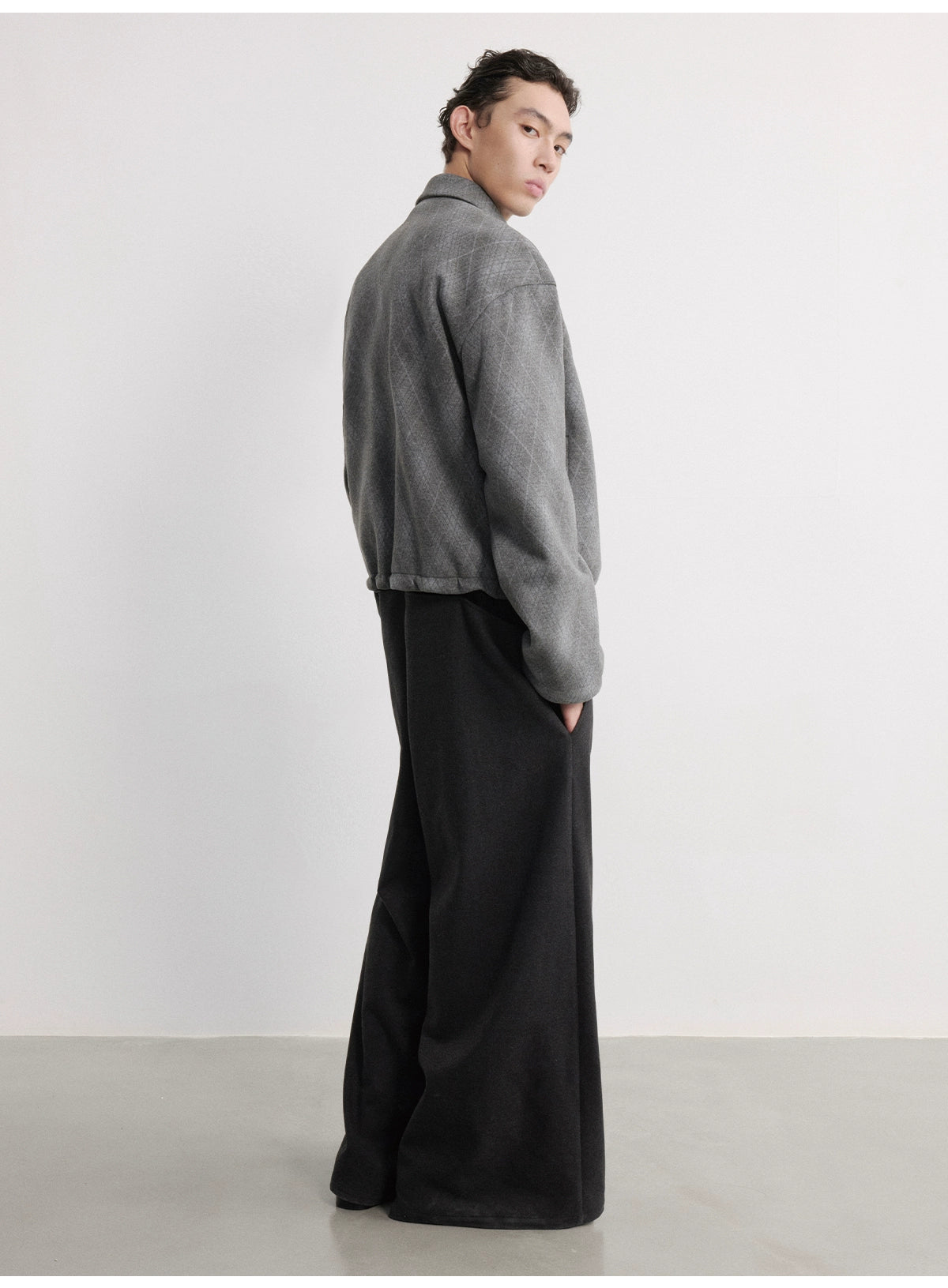 Drawstring Fleece Diamond Jacket