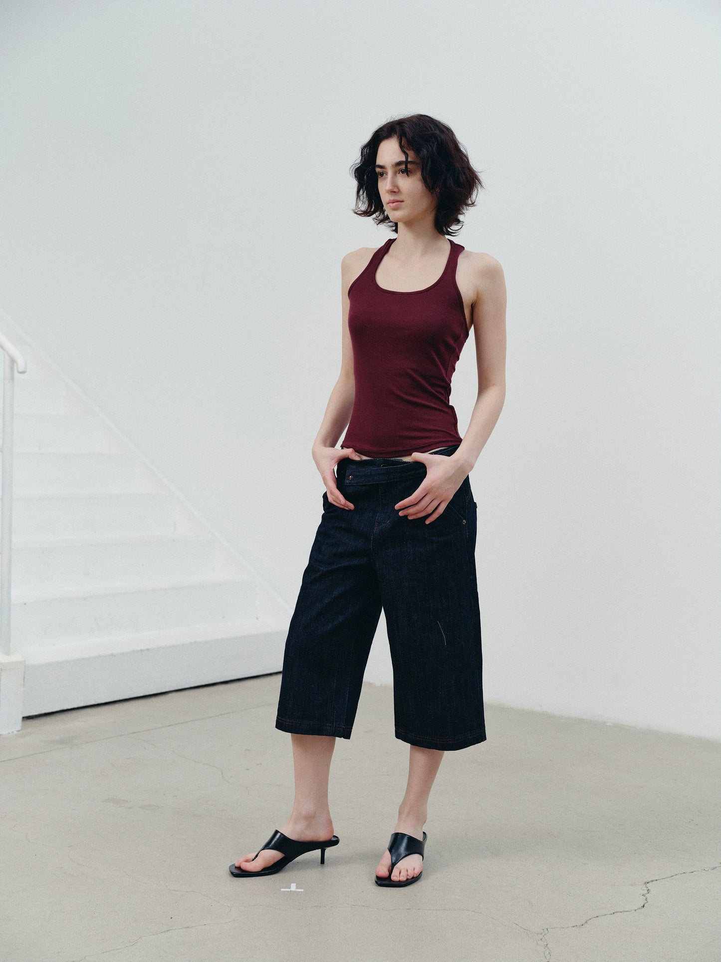 Jewel Belt Cow Straight-leg Jorts