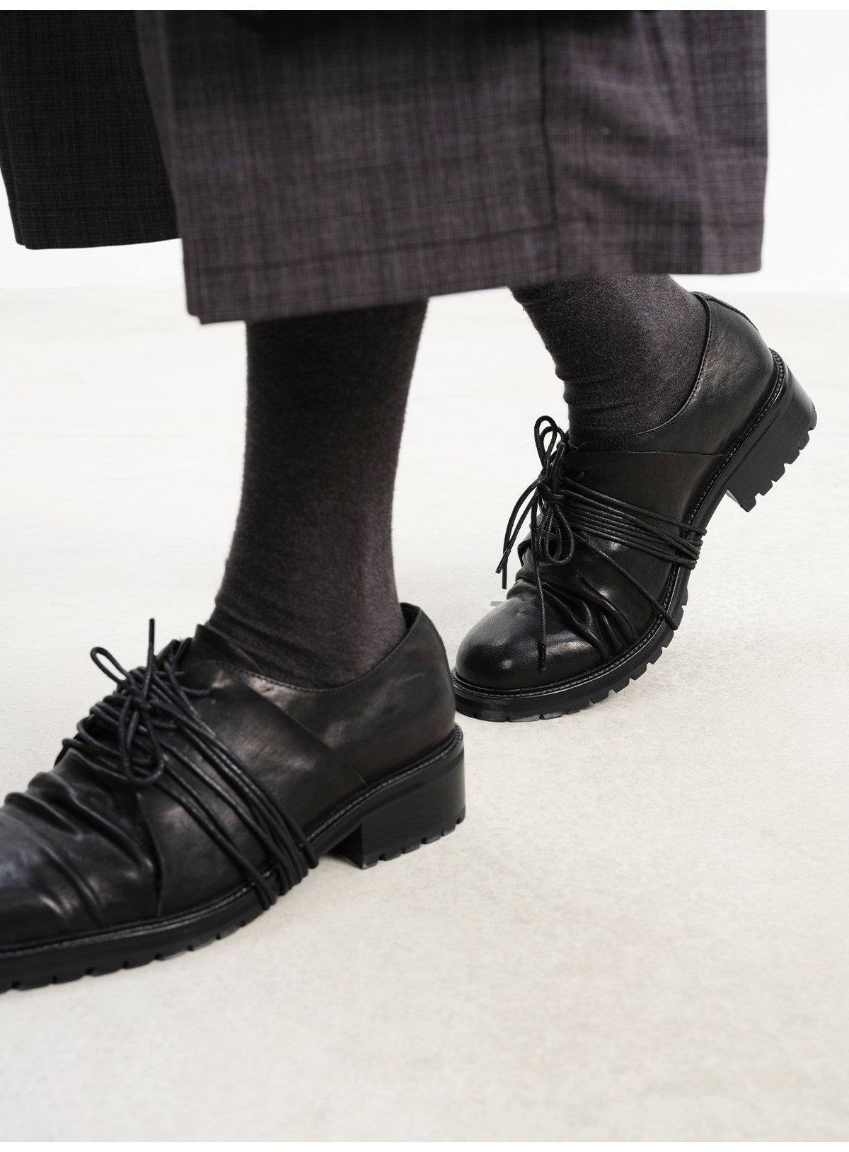 Belted Derby Leather Shoes