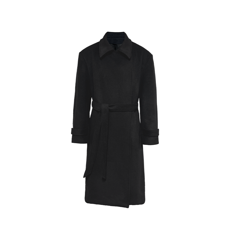 Lace-up coat wool coat