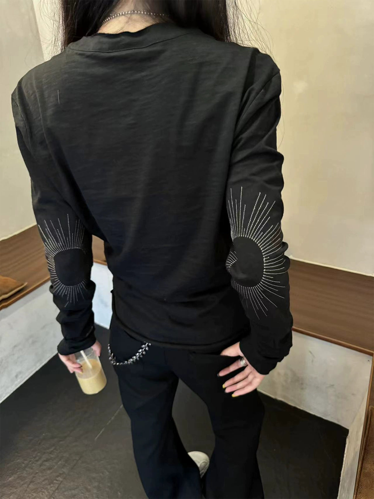 Sun Embroidery Machete Long Sleeve T-Shirt