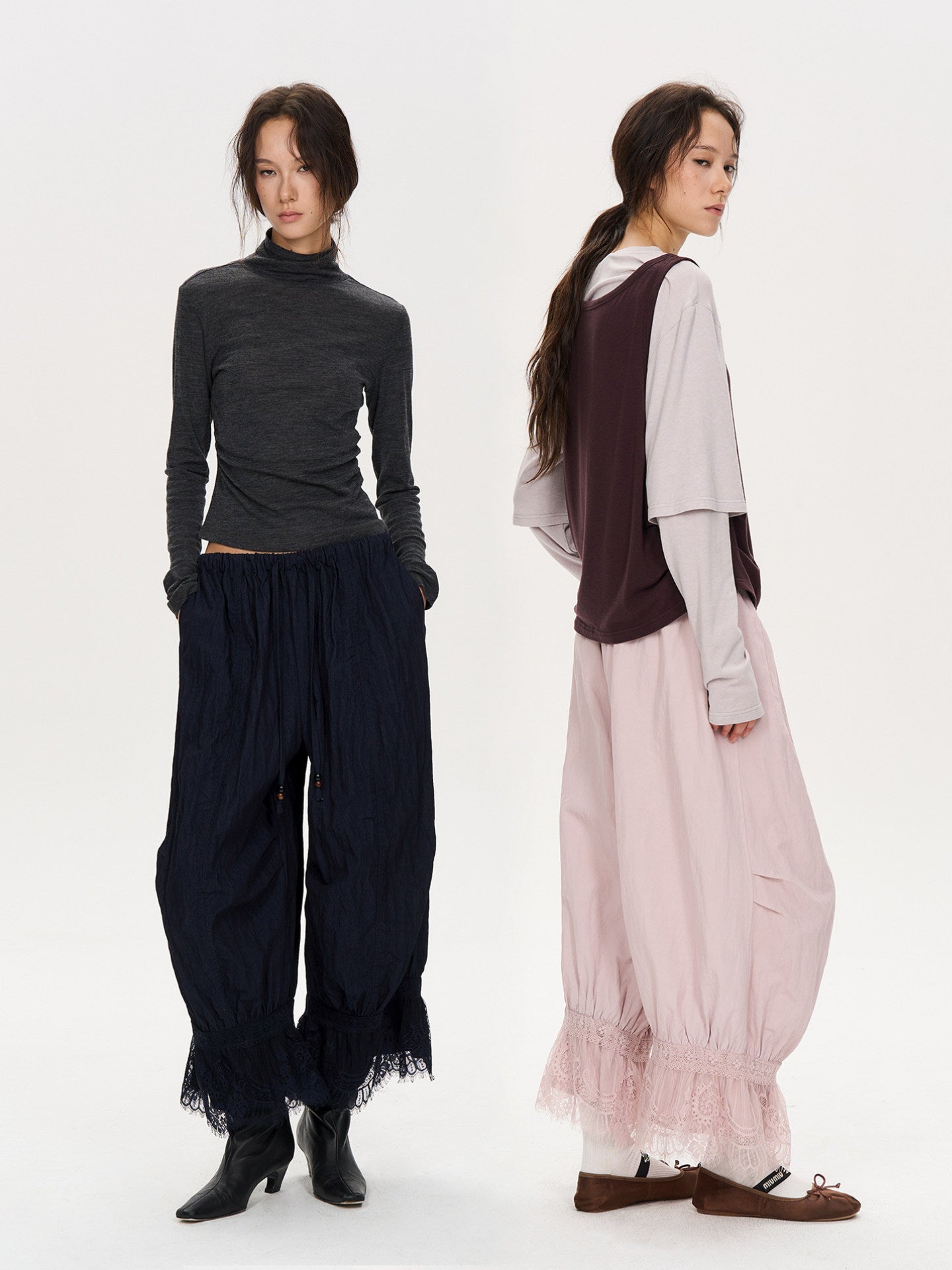 Beware Lace paneled cropped balloon pants