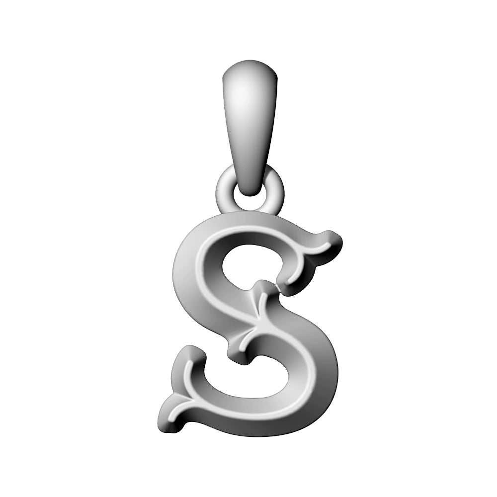 925 Silver Vintage Letter Pendant Necklace