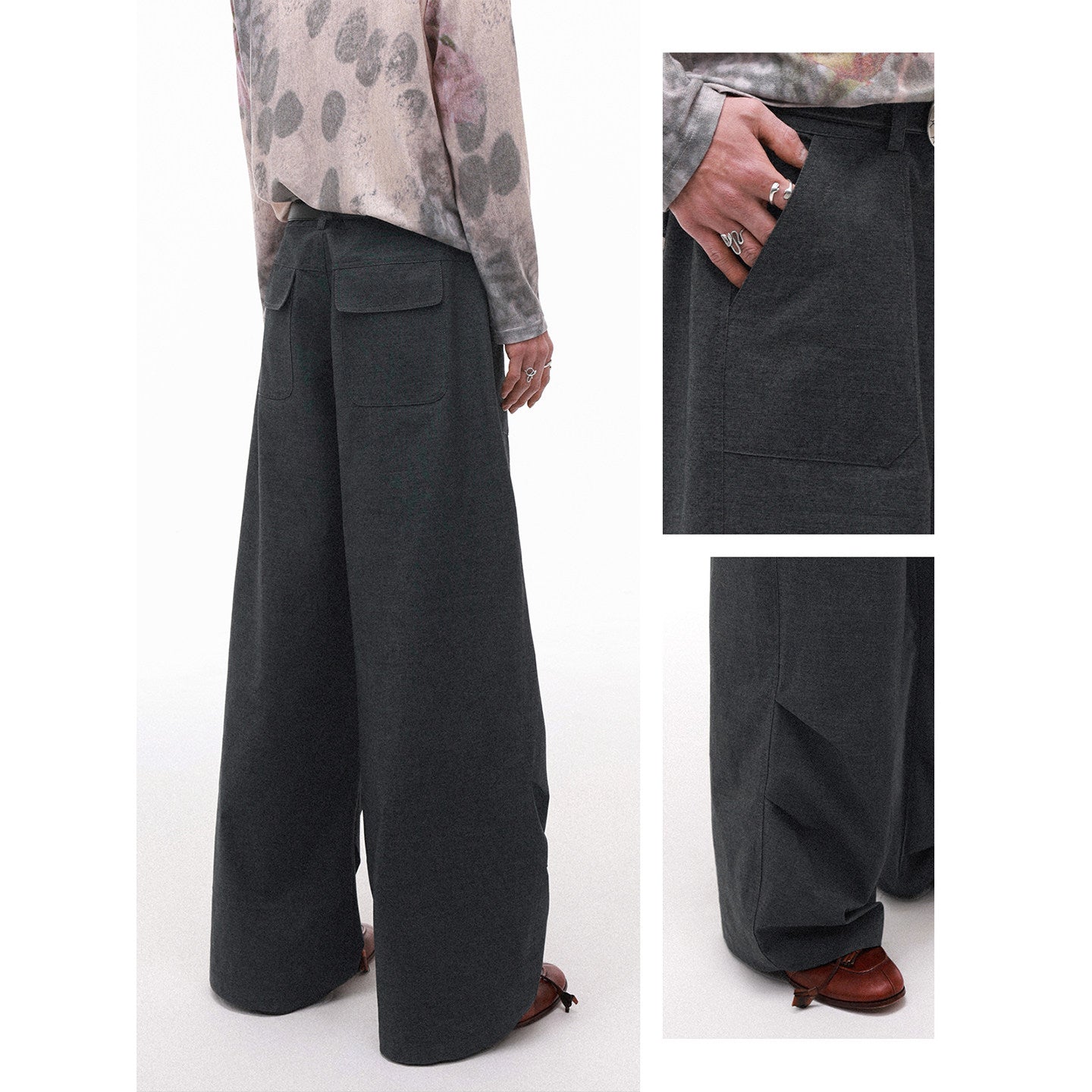 "Grayscale" suit pleated trousers