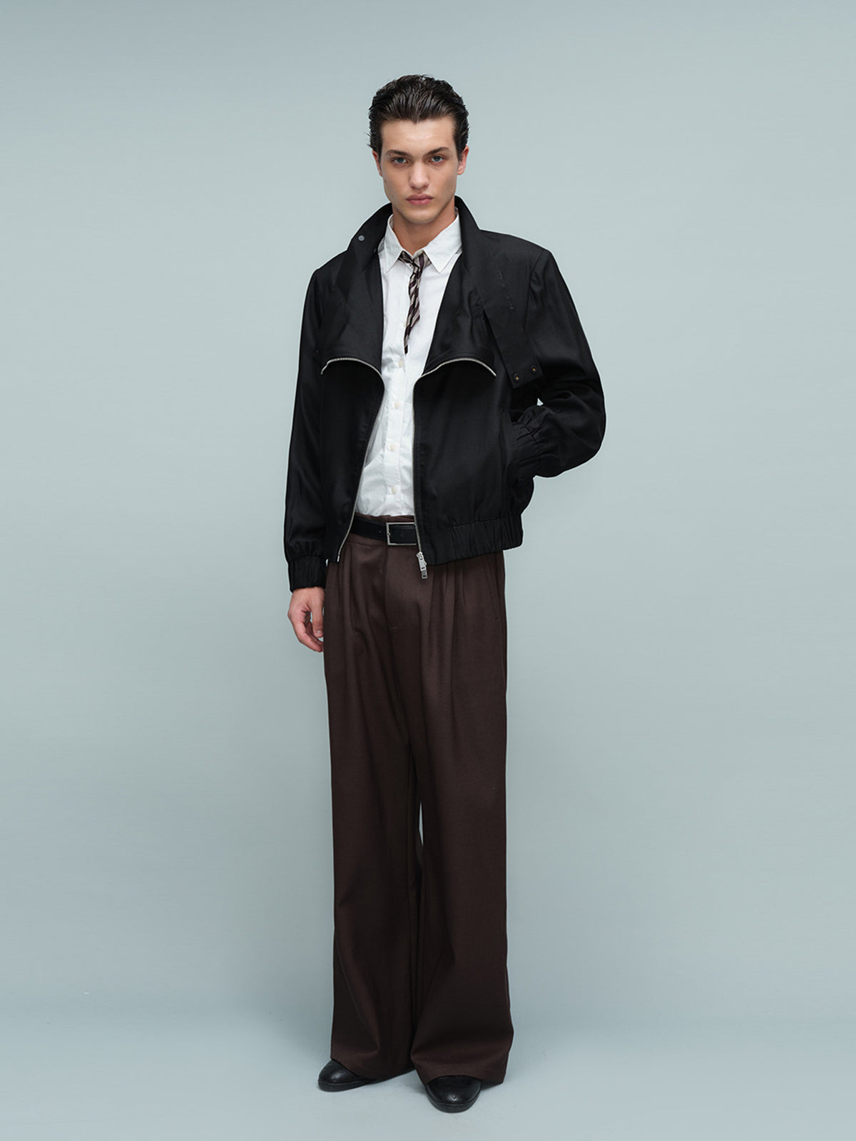 Asymmetrical slang zipper pilot jacket