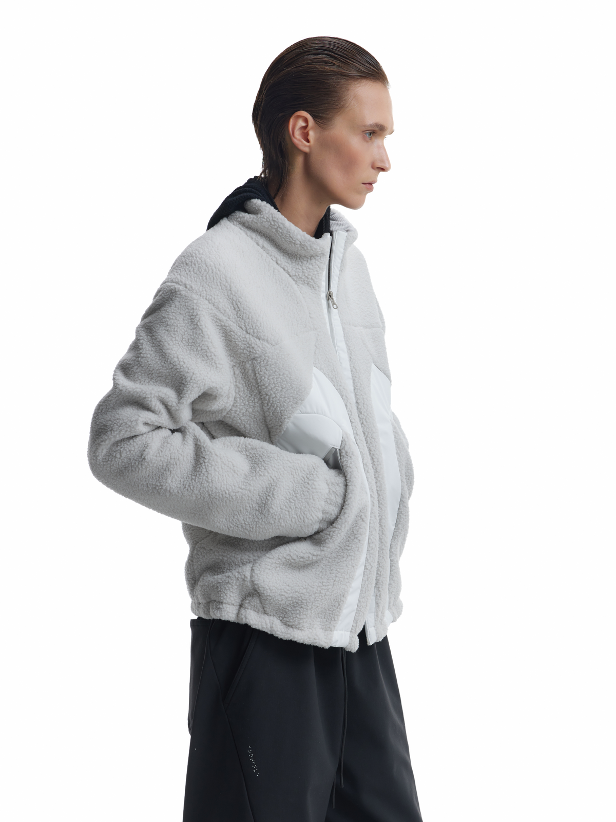 Lambs fleece patchwork jacket