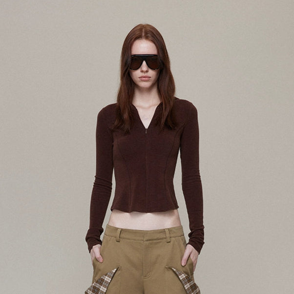 Velvet semi-cardigan hoodie