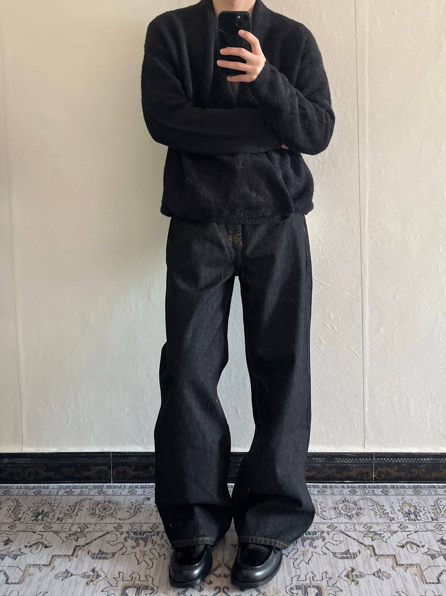 MANUSCRIPT MamaoOkayamahara beef 14.5 oz scimitar original color wash jeans baggy trousers