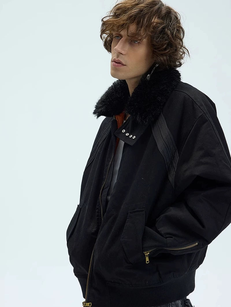 Fur Collar Padded Bomber Jacket