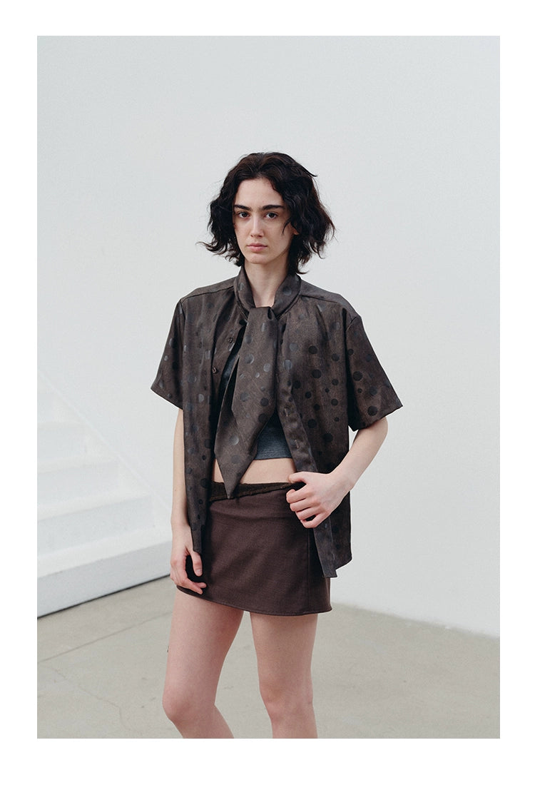 Faux drape short-sleeve shirt