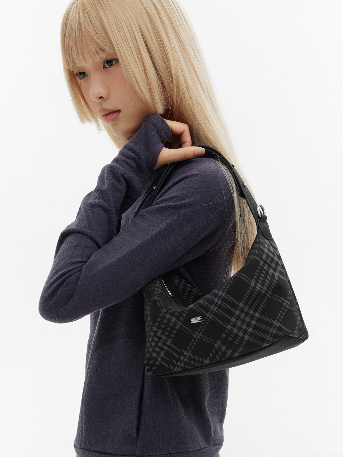 Felt Check Hand Bag