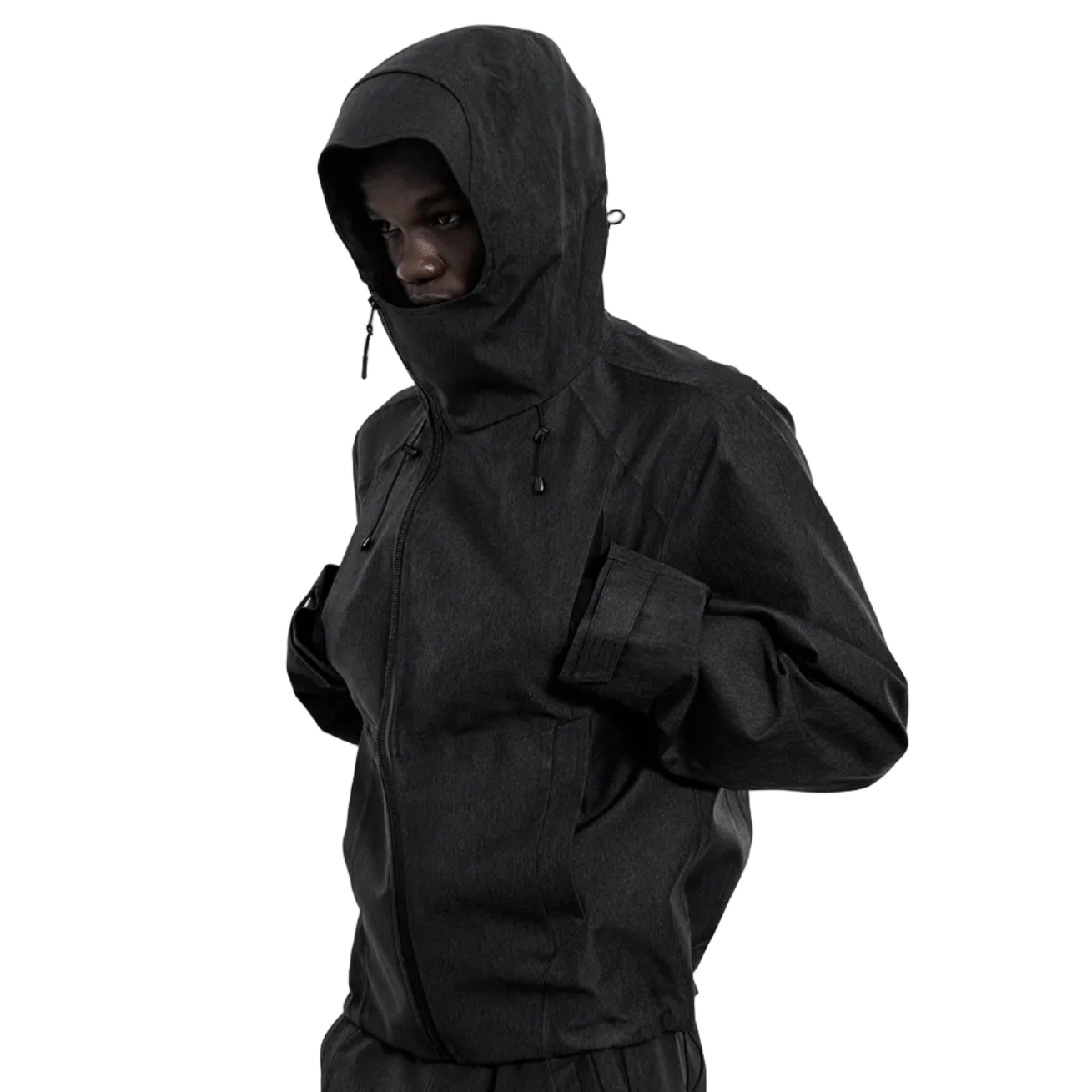 Denim texture arc waterproof jacket