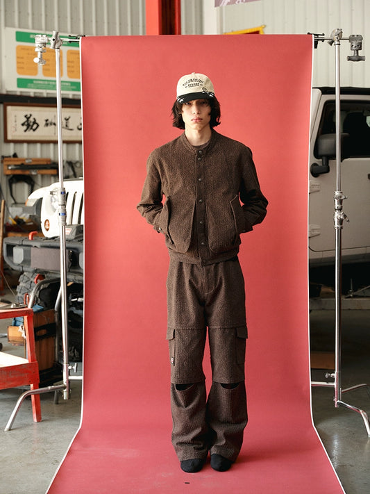 Washed Destroyed Leopard Jacket