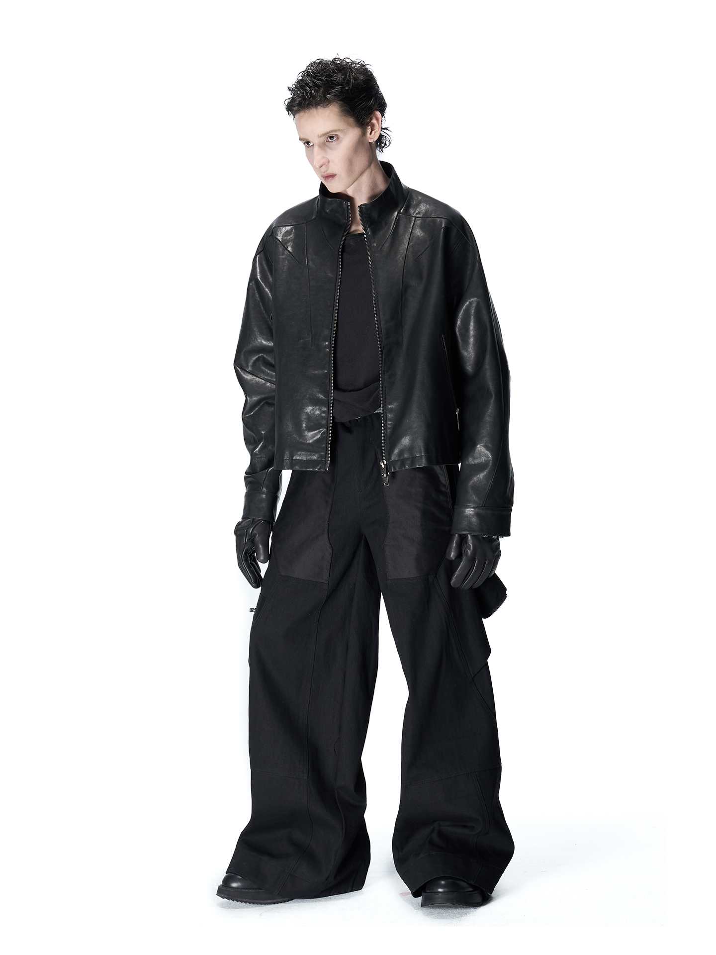 [Lunar Rider] multi-pocket patchwork wide-leg pants
