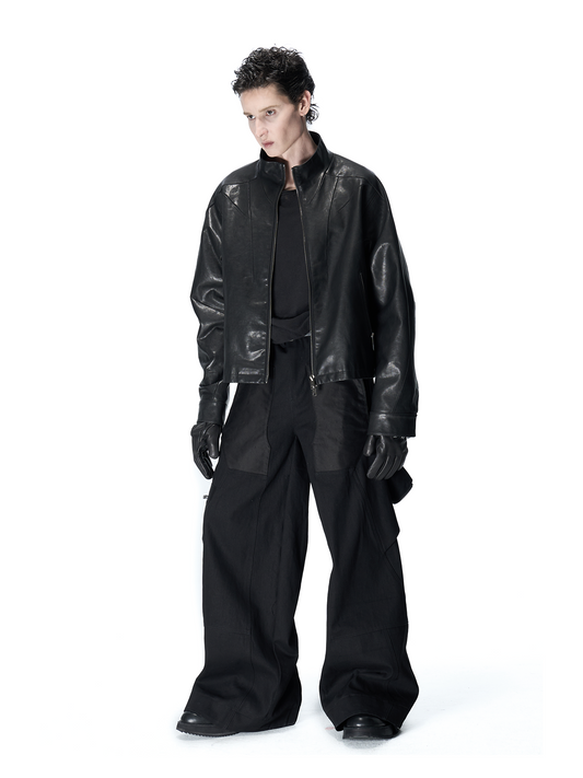 [Lunar Rider] multi-pocket patchwork wide-leg pants