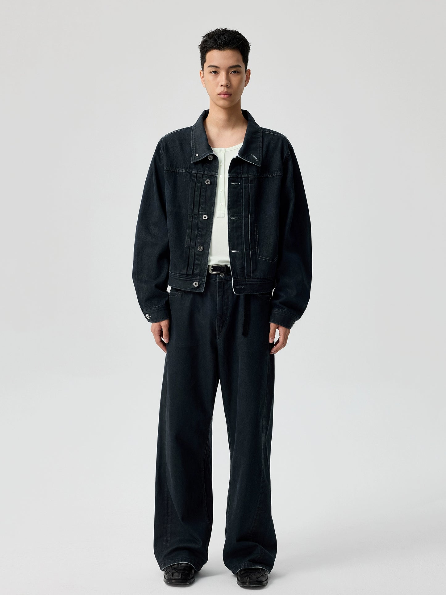 PU-Coated Wax Denim Jacket