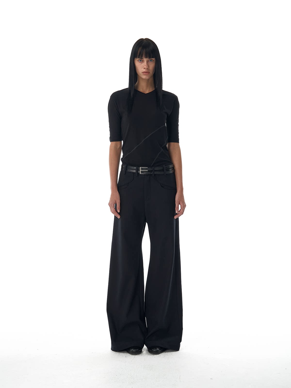 Pocket-cut bootcut trousers