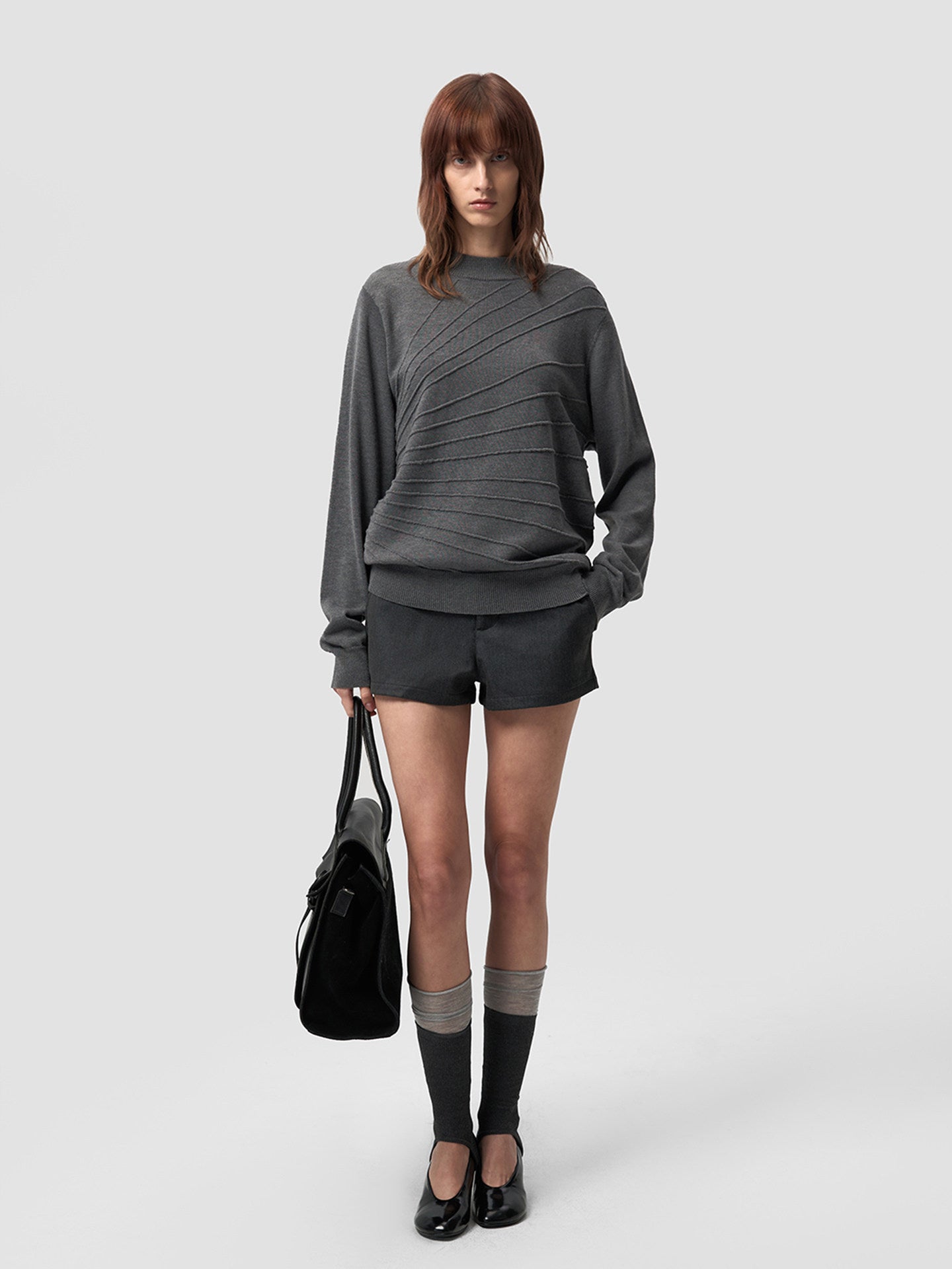 Sculpture jacquard long-sleeve T-shirt