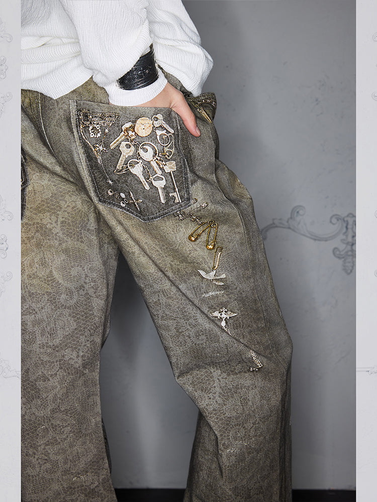 Digital 3D Print Design Slim Bootcut Jeans