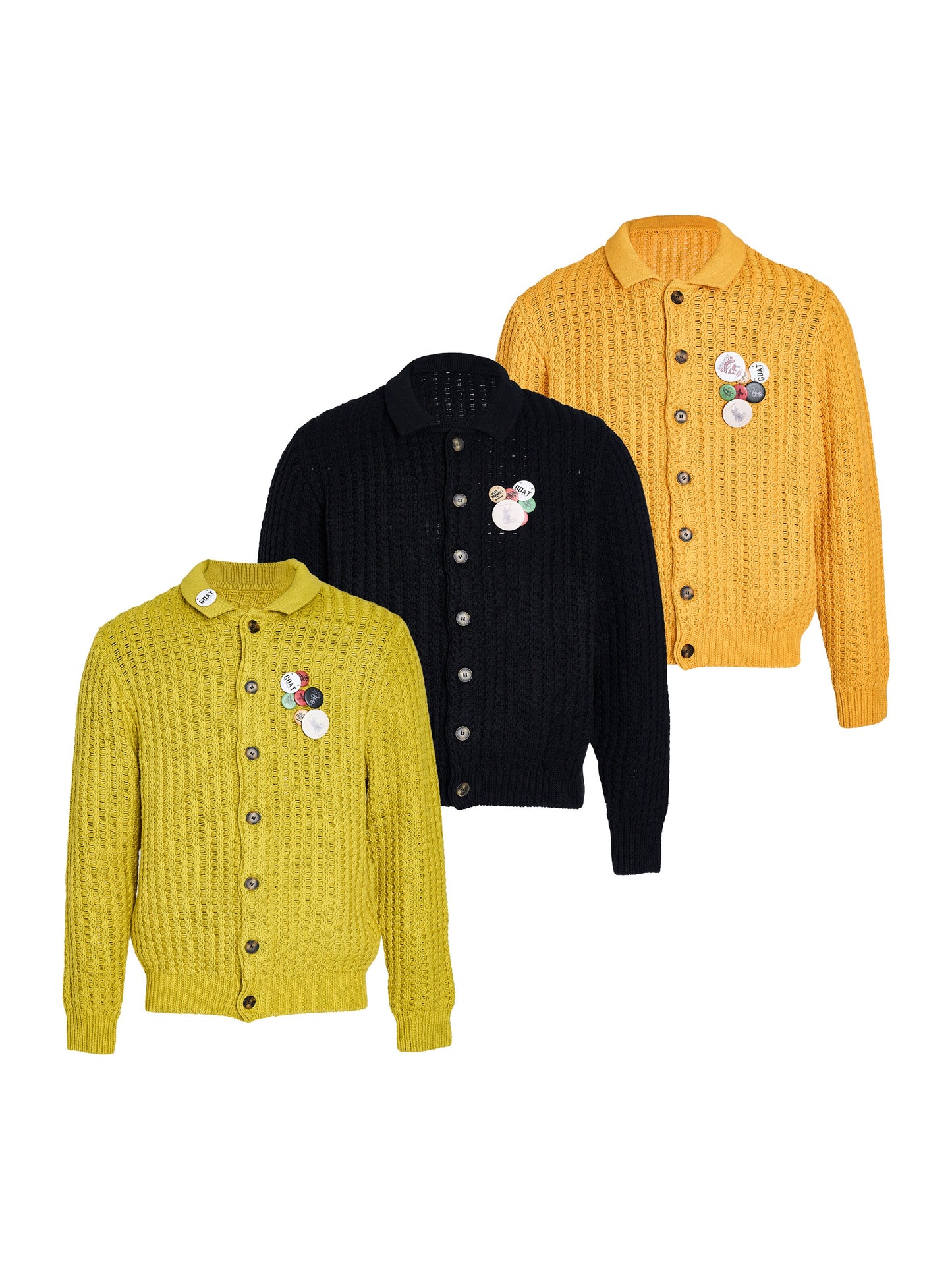 button-down badge cardigan