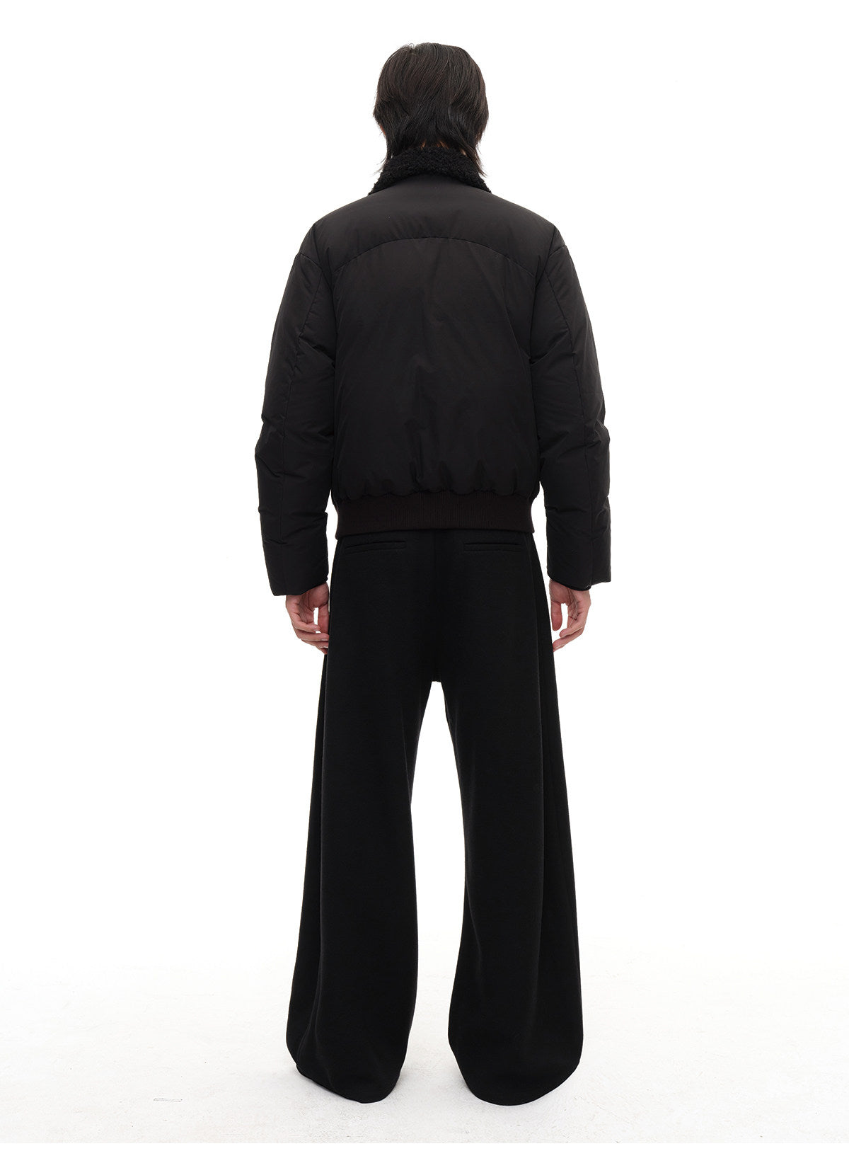 Fur Collar Slip Pocket Buttoned Down Jacket