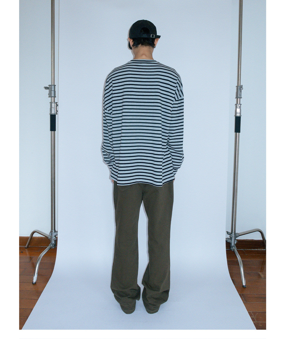 Pegasus print striped long-sleeved loose T-shirt