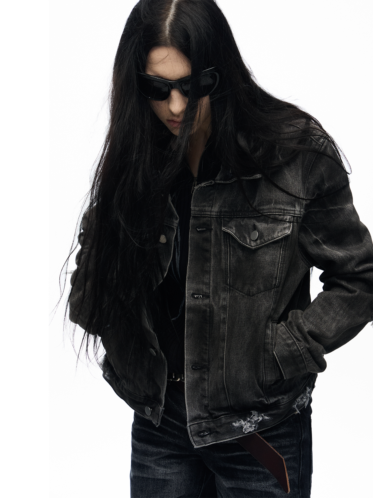 lightning washed heavy denim jacket
