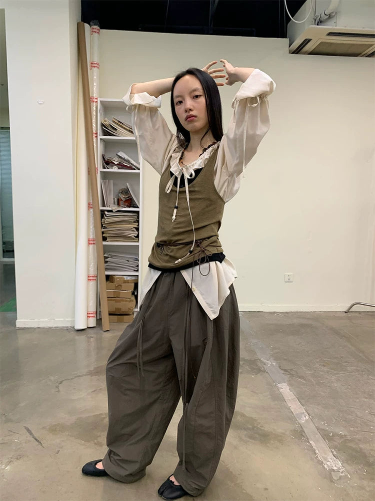 Wide Leg Paratrooper Trousers