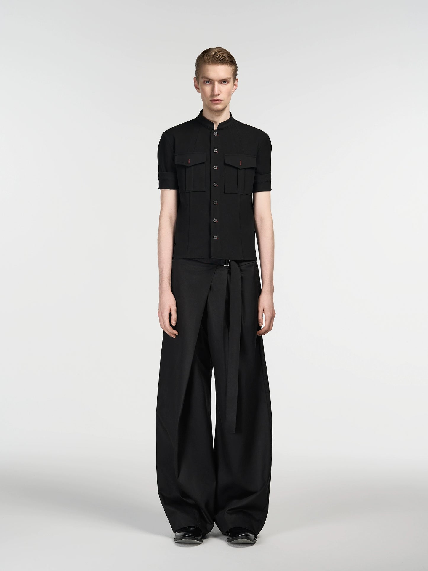 Faux skirt pleated trousers