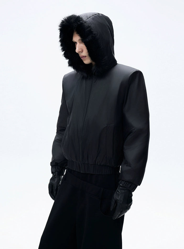 Mountain Carved Fur Collar Cotton Jacket