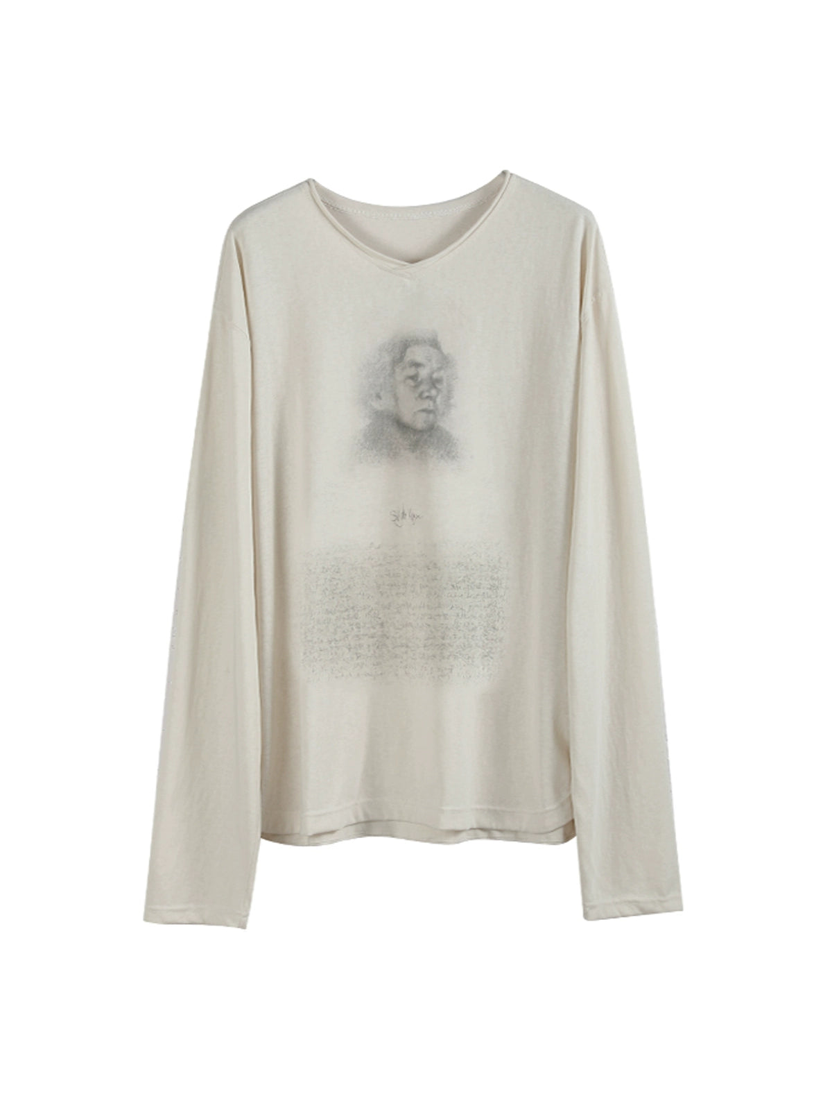 "Studio" sketch sheer long sleeve T-shirt