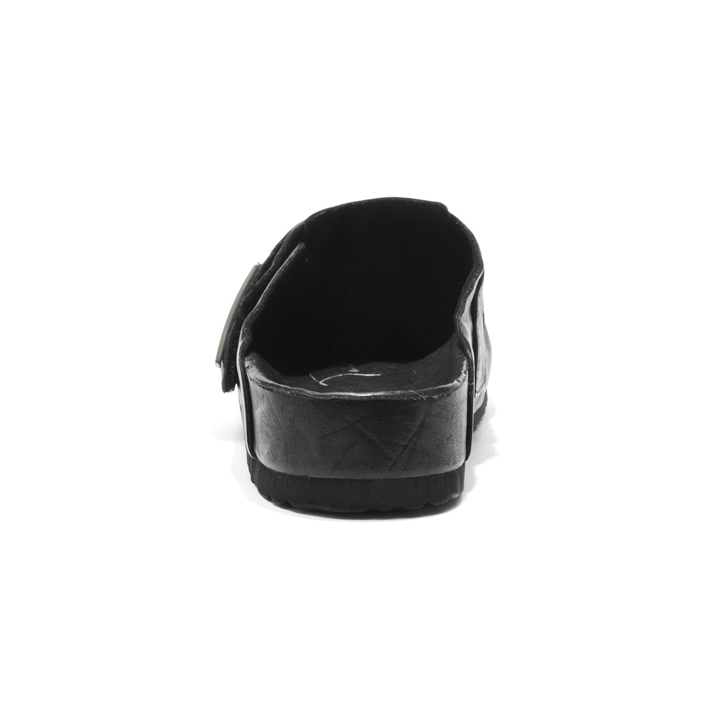 Washed leather mule