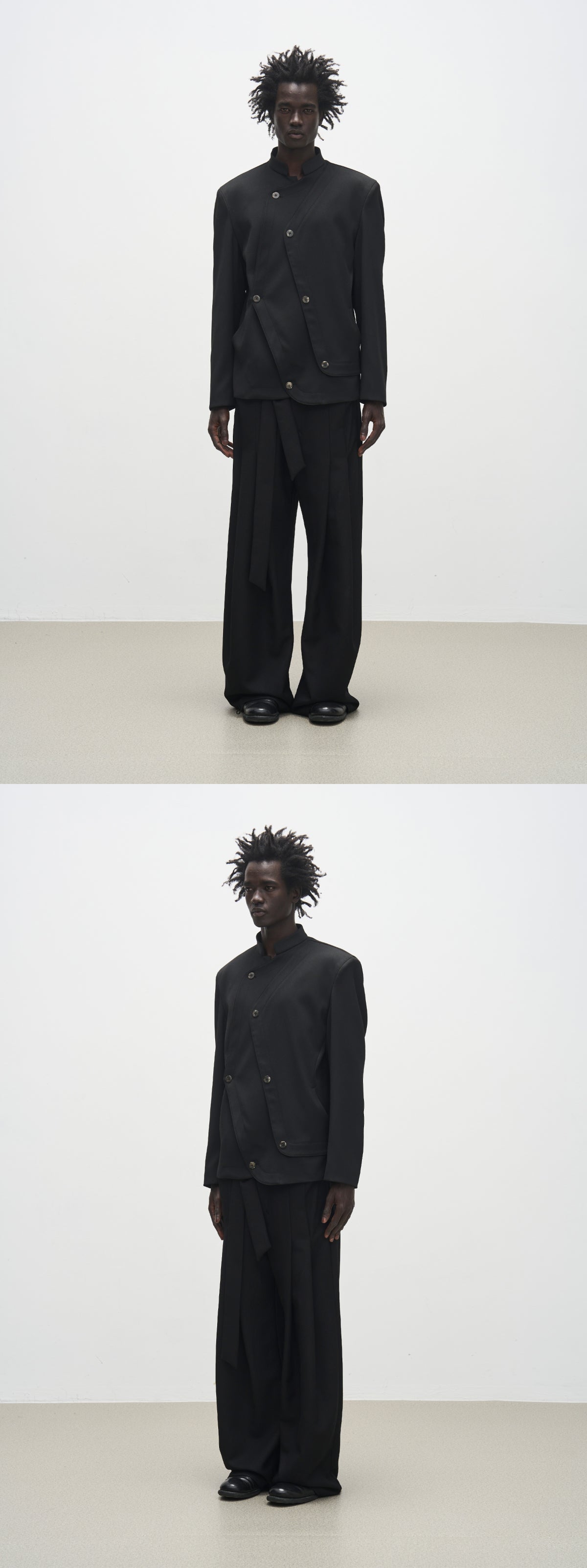 high-rise wrapped wide-leg trousers