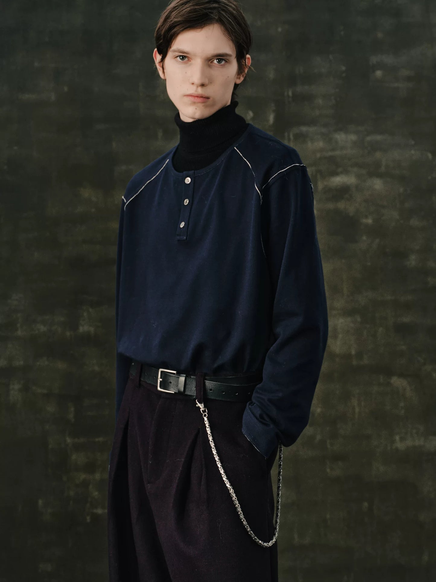 Vintage Crew Neck Two-tone Shirt