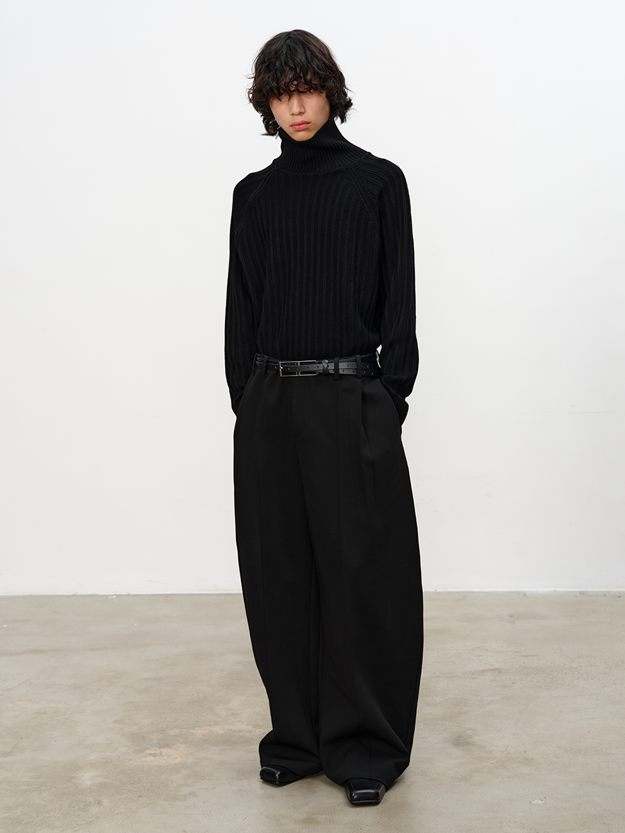 High Neck Strip Sweater