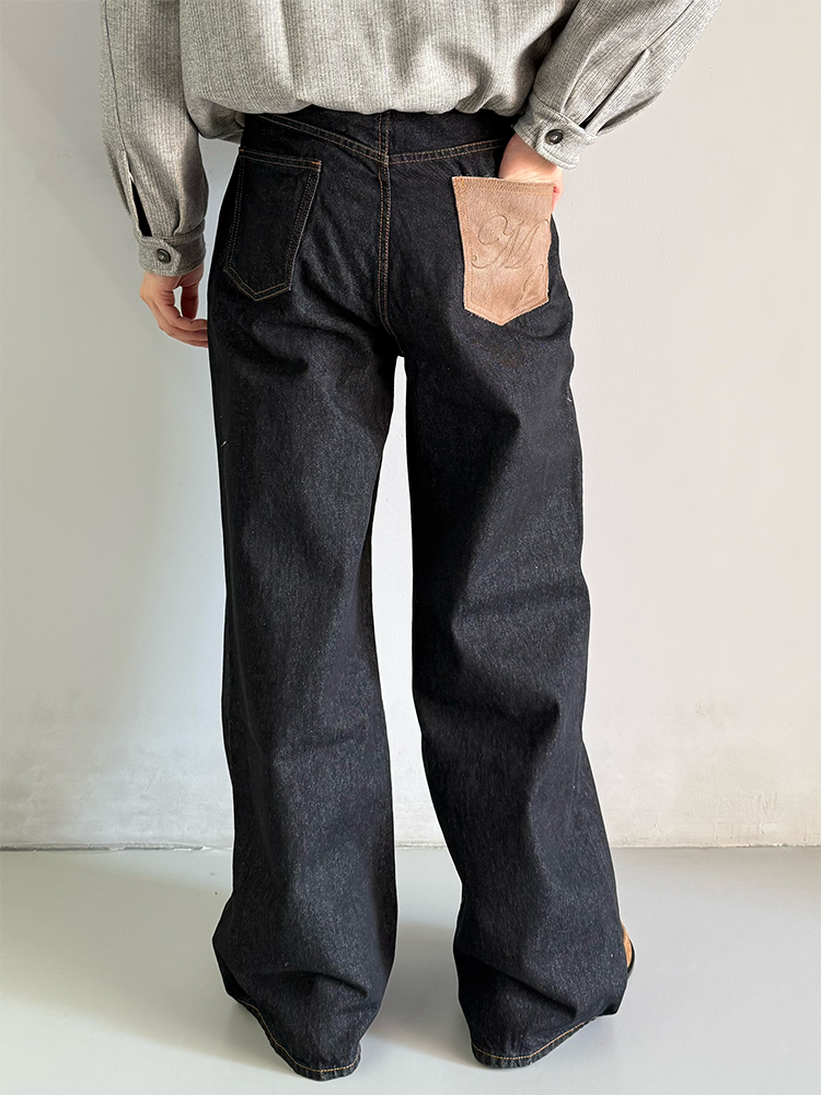 MANUSCRIPT MamaoOkayamahara beef 14.5 oz scimitar original color wash jeans baggy trousers