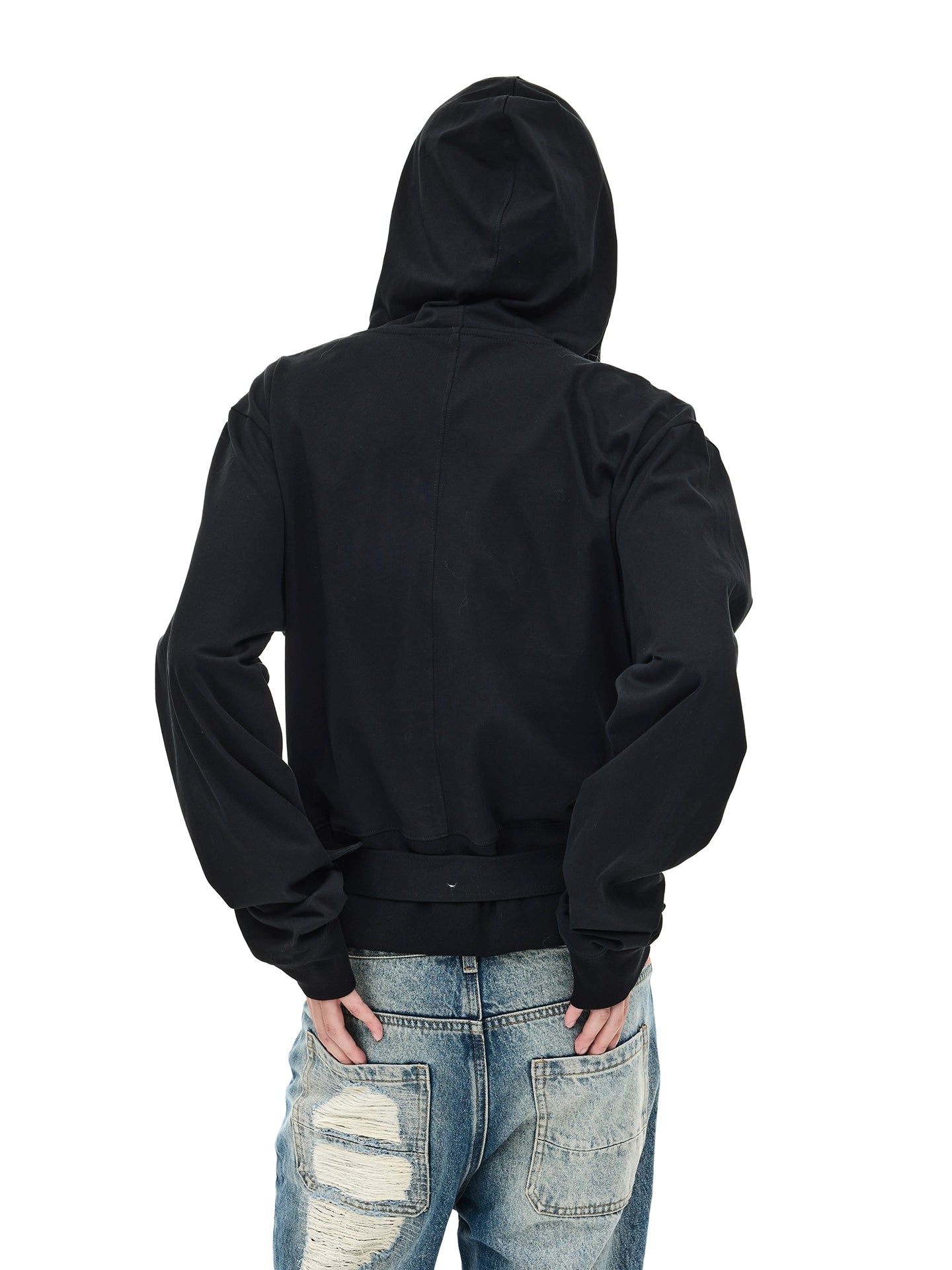 Drawstring V Neck Hoodie