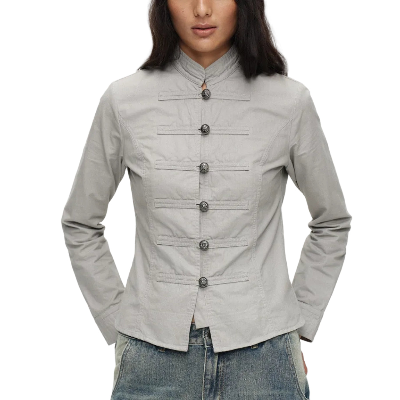 Gray washed napoleon shirt Jacket