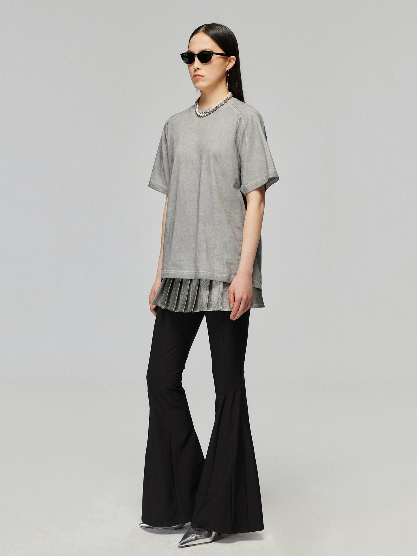 Silver pleated skirt