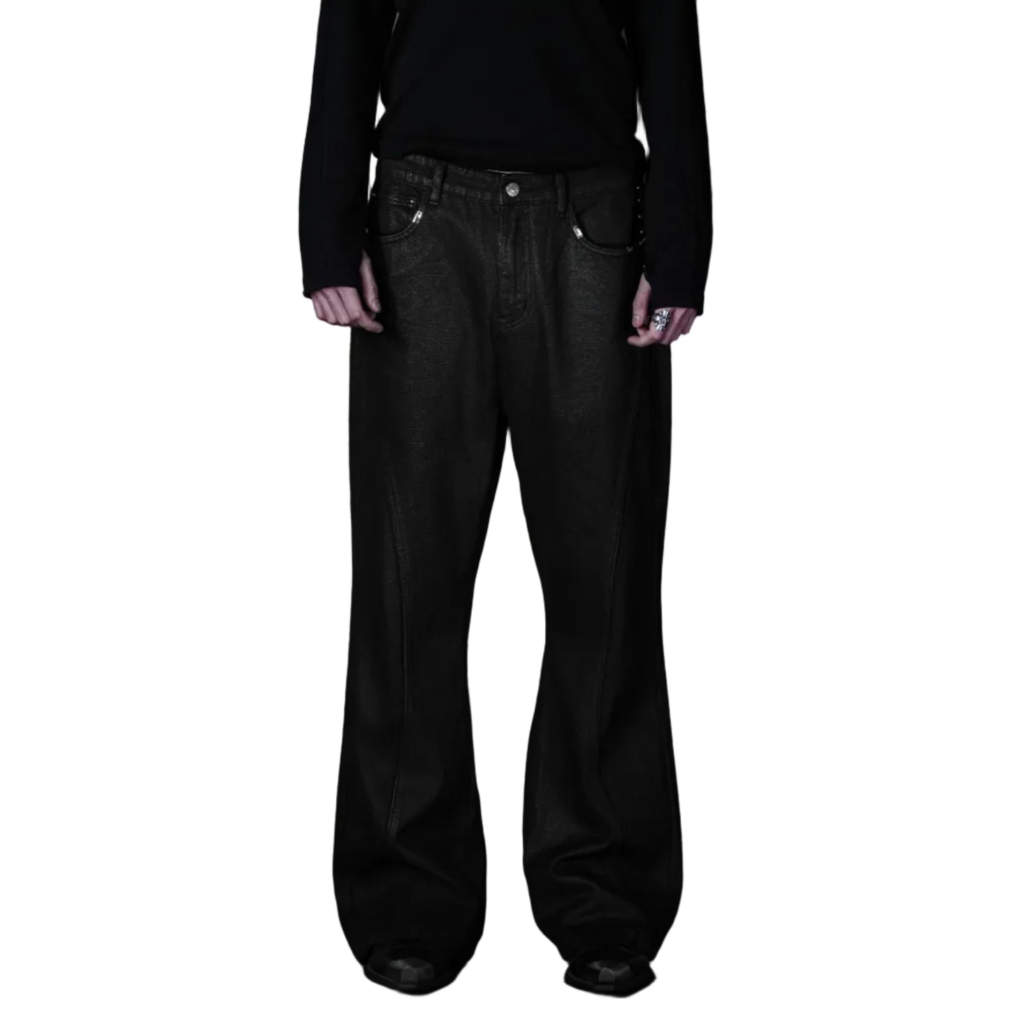 Shotgun rivet wax bootcut jeans